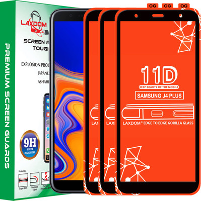 Laxdom Edge To Edge Tempered Glass for SAMSUNG GALAXY J4 PLUS(Pack of 3)
