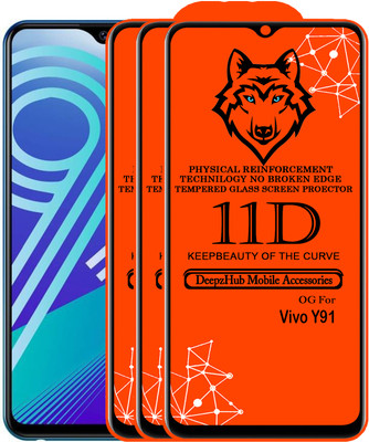 DeepzHub Edge To Edge Tempered Glass for vivo Y91(Pack of 3)