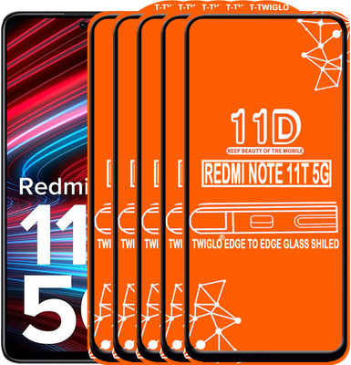 TWIGLO Edge To Edge Tempered Glass for REDMI NOTE 11T 5G(Pack of 5)