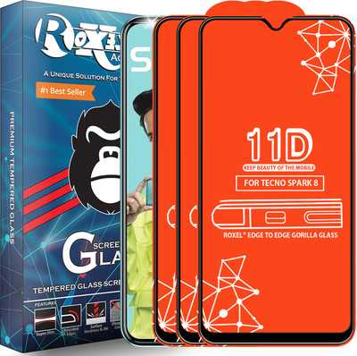Roxel Edge To Edge Tempered Glass for Tecno Spark 8(Pack of 3)