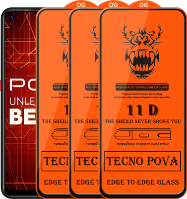 Forego Edge To Edge Tempered Glass for Tecno Pova(Pack of 3)