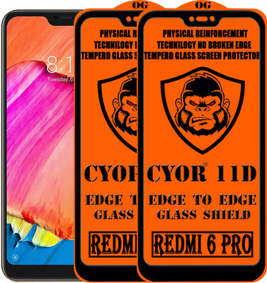 CYOR Edge To Edge Tempered Glass for Mi Redmi 6 pro(Pack of 2)