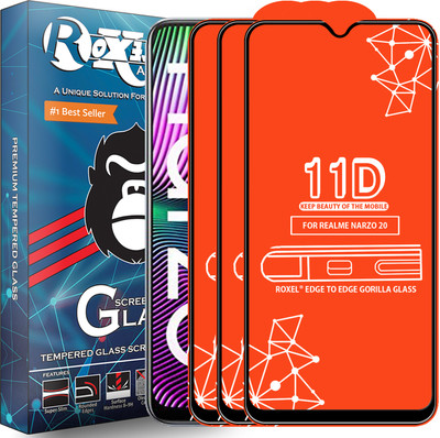 Roxel Edge To Edge Tempered Glass for Realme Narzo 20(Pack of 3)