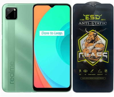 TELESHIELD Edge To Edge Tempered Glass for Realme C11, ESD Glass, ESD Protector, Edge to Edge, Screen Protector(Pack of 1)