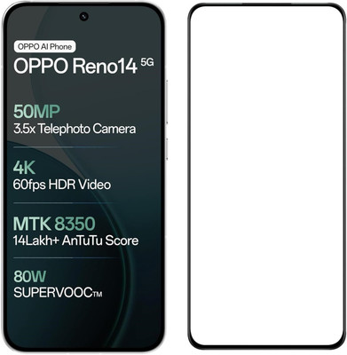 FwellT Edge To Edge Tempered Glass for Oppo Reno 14 5G(Pack of 1)