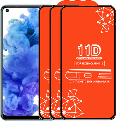Qyist Edge To Edge Tempered Glass for Tecno Camon 16(Pack of 3)