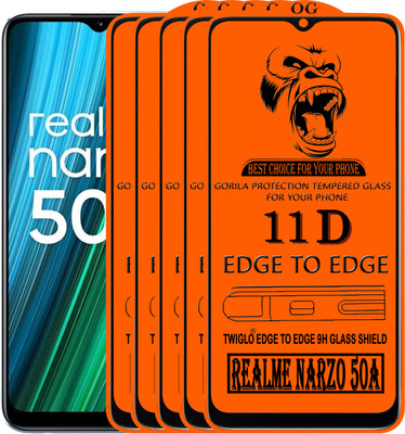 TWIGLO Edge To Edge Tempered Glass for REALME NARZO 50A(Pack of 5)