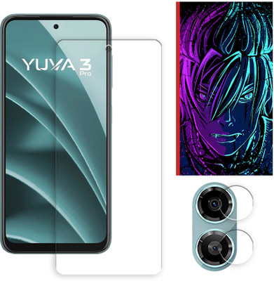 ARBAN Edge To Edge Tempered Glass for Lava Yuva 3 Pro 4G Tempered Glass Screen Protector | Anti-Scratch | Edge to Edge Full Coverage | 9H Hardness (1 FRONT SCREEN GUARD + 1 CAMERA LENS PROTECTOR + 1 FREE BACK EMBOSSED SKIN002)(Pack of 1)