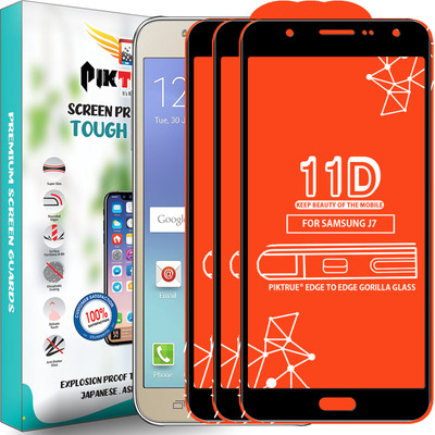 PikTrue Edge To Edge Tempered Glass for Samsung Galaxy J7(Pack of 3)