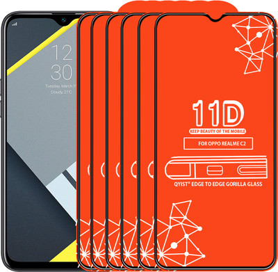 Qyist Edge To Edge Tempered Glass for Realme C2(Pack of 6)