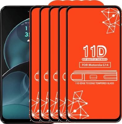 Qyist Edge To Edge Tempered Glass for Motorola G14(Pack of 5)