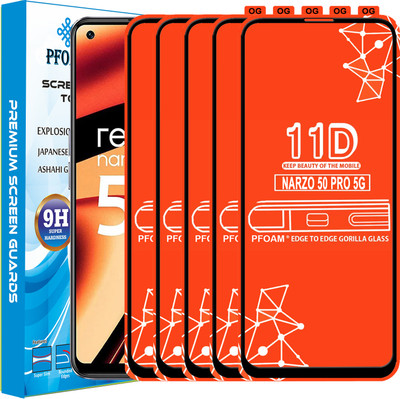 PFOAM Edge To Edge Tempered Glass for REALME NARZO 50 PRO 5G(Pack of 5)