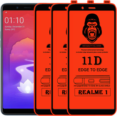 Laxdom Edge To Edge Tempered Glass for OPPO Realme 1(Pack of 3)