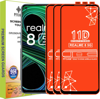 PFOAM Edge To Edge Tempered Glass for REALME 8 5G(Pack of 3)