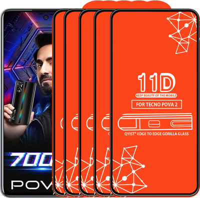 Qyist Edge To Edge Tempered Glass for Tecno Pova 2(Pack of 5)