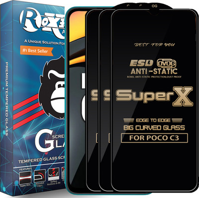 Roxel Edge To Edge Tempered Glass for POCO C3(Pack of 3)
