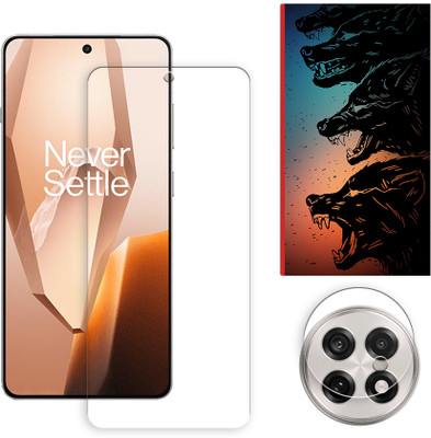 SOMTONE Edge To Edge Tempered Glass for OnePlus 13R 5G Tempered Glass Screen Protector | Anti-Scratch | Edge to Edge Full Coverage | 9H Hardness ( 1 FRONT SCREEN GUARD + 1 CAMERA LENS PROTECTOR + 1 FREE BACK EMBOSSED SKIN061 )(Pack of 1)