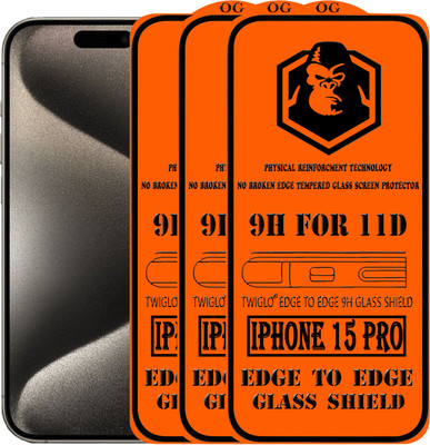 TWIGLO Edge To Edge Tempered Glass for IPHONE 15 PRO(Pack of 3)