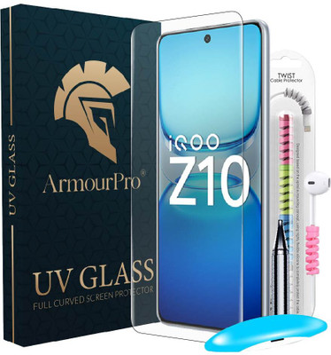ArmourPro Edge To Edge Tempered Glass for iQOO Z10 5G, iQOO Z10, Z10 5G, UV Glue Tempered Glass with Cable Protector(Pack of 1)