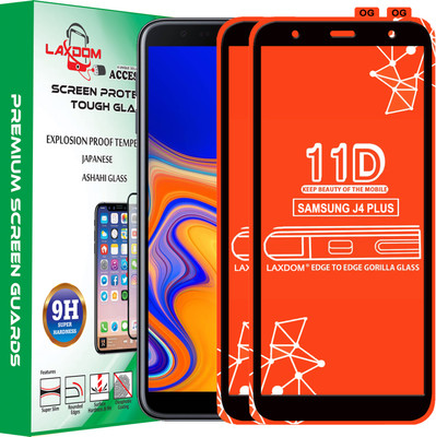 Laxdom Edge To Edge Tempered Glass for SAMSUNG GALAXY J4 PLUS(Pack of 2)