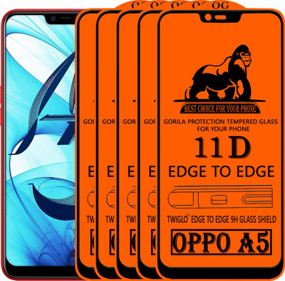TWIGLO Edge To Edge Tempered Glass for OPPO A5(Pack of 5)