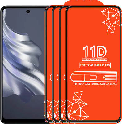 PikTrue Edge To Edge Tempered Glass for TECNO SPARK 20 PRO(Pack of 4)