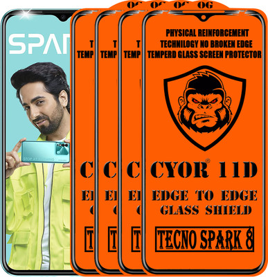 CYOR Edge To Edge Tempered Glass for TECNO SPARK 8(Pack of 4)