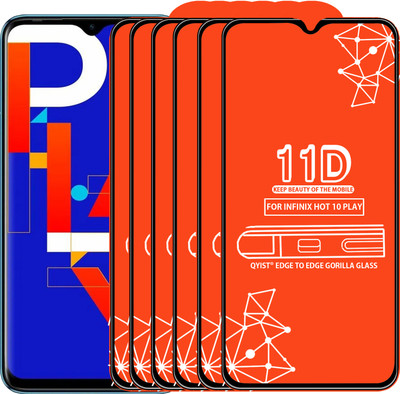 Qyist Edge To Edge Tempered Glass for Infinix Hot 10 Play(Pack of 6)