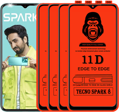 Rofix star Edge To Edge Tempered Glass for TECNO SPARK 8(Pack of 4)