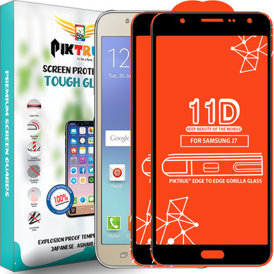 PikTrue Edge To Edge Tempered Glass for Samsung Galaxy J7(Pack of 2)