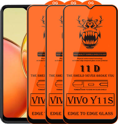 Forego Edge To Edge Tempered Glass for Vivo Y11s(Pack of 3)