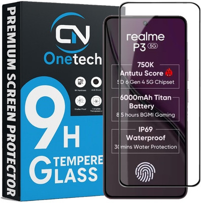 OneTech Edge To Edge Tempered Glass for Realme P3 5G 9H Hardness, Premium HD+ Screen Protector(Pack of 1)