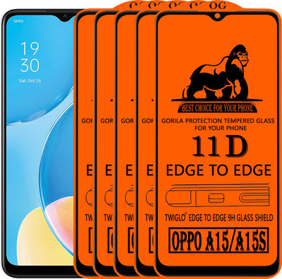 TWIGLO Edge To Edge Tempered Glass for OPPO A15S(Pack of 5)