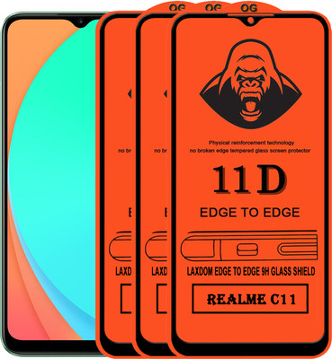Laxdom Edge To Edge Tempered Glass for REALME C11(Pack of 3)