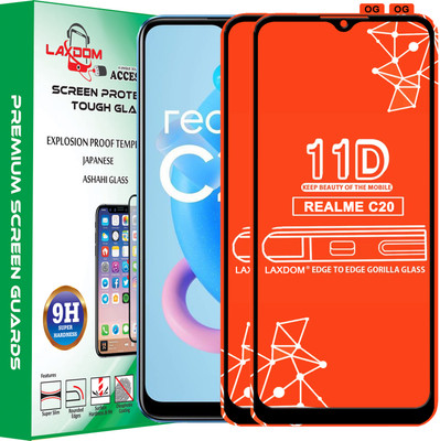 Laxdom Edge To Edge Tempered Glass for REALME C20(Pack of 2)