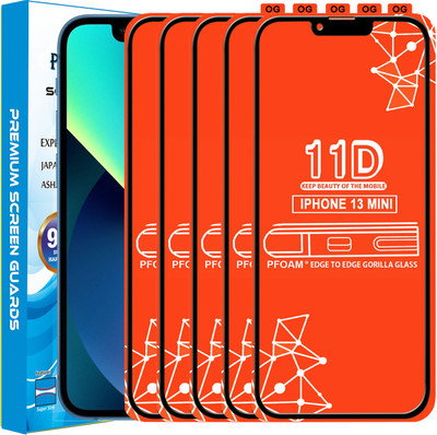 PFOAM Edge To Edge Tempered Glass for APPLE IPHONE 13 MINI(Pack of 5)
