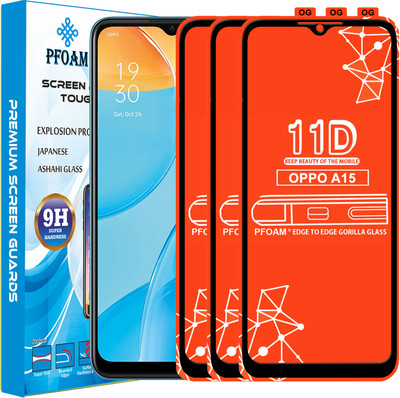 PFOAM Edge To Edge Tempered Glass for OPPO A15(Pack of 3)