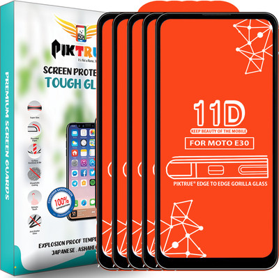 PikTrue Edge To Edge Tempered Glass for Motorola E30(Pack of 5)