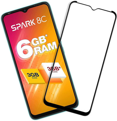 O2MG Edge To Edge Tempered Glass for Tecno Spark 8C(Pack of 1)