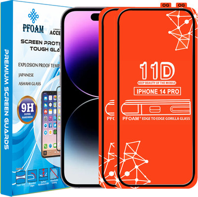 PFOAM Edge To Edge Tempered Glass for APPLE IPHONE 14 PRO(Pack of 2)