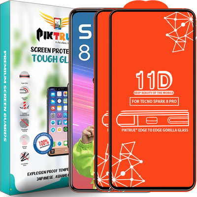 PikTrue Edge To Edge Tempered Glass for Tecno Spark 8 Pro(Pack of 2)
