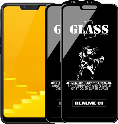 Qyist Edge To Edge Tempered Glass for Realme C1(Pack of 2)