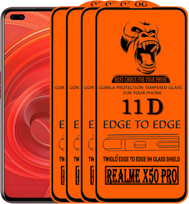 TWIGLO Edge To Edge Tempered Glass for REALME X50 PRO(Pack of 4)