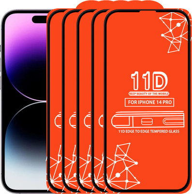 Qyist Edge To Edge Tempered Glass for Iphone 14 Pro(Pack of 5)