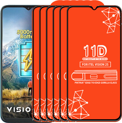 PikTrue Edge To Edge Tempered Glass for ITEL VISION 2S(Pack of 6)