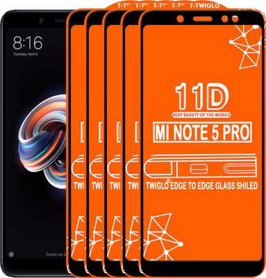 TWIGLO Edge To Edge Tempered Glass for Mi Redmi Note 5 Pro(Pack of 5)