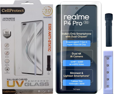 CellProtect Edge To Edge Tempered Glass for realme P4 Pro 5G Screen Guard Protector 9H UV Glue Curved Anti-Scratch HD Clarity Tempered Glass Easy Installation(Pack of 1)