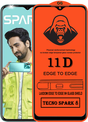 Laxdom Edge To Edge Tempered Glass for TECNO SPARK 8(Pack of 1)