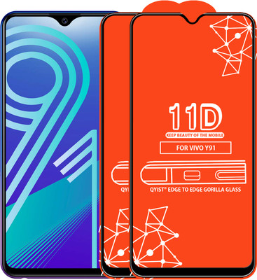 Qyist Edge To Edge Tempered Glass for Vivo Y91(Pack of 2)
