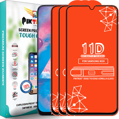 PikTrue Edge To Edge Tempered Glass for Samsung Galaxy M30(Pack of 3)